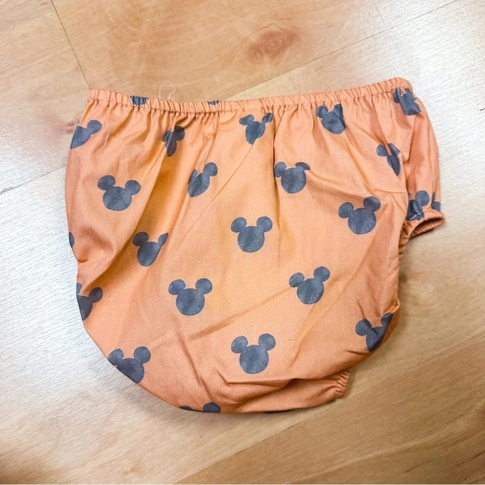 NWOT Disney Baby Orange & Blue Mickey Mouse Bucket Hat & Diaper Cover Set 6-12M